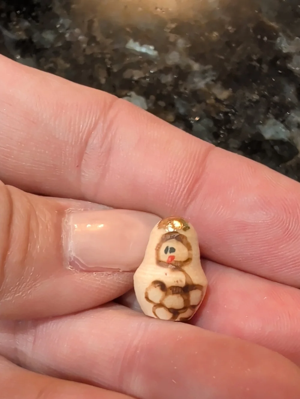 Hand-Painted Beige Matryoshka-Style Bird Toy